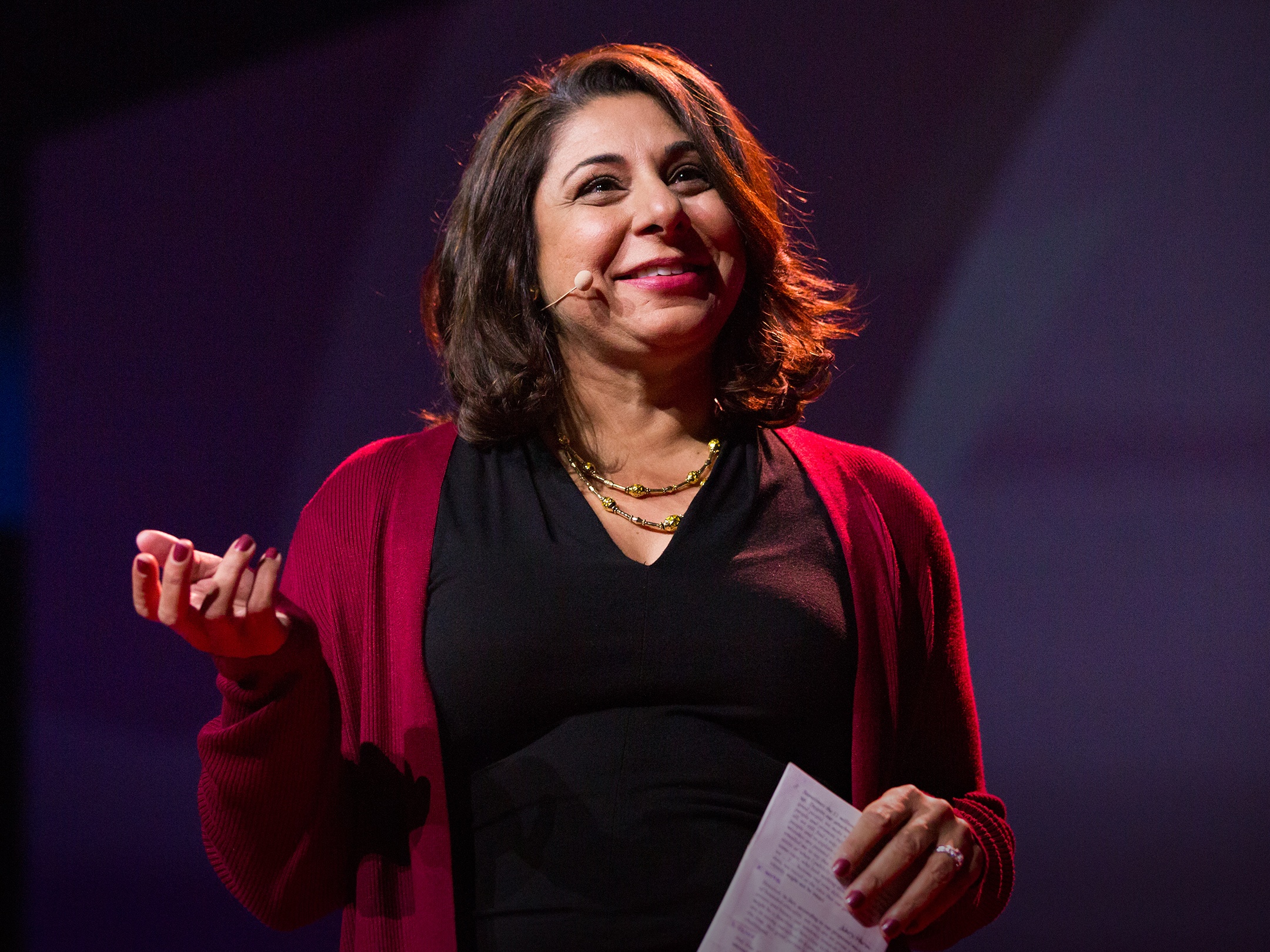 caption: Dolly Chugh speaks at TED@BCG - October 3, 2018 at Princess of Wales Theatre, Toronto, Canada. Photo: Ryan Lash / TED
