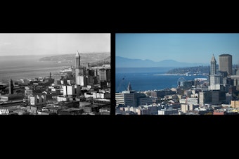 caption: 1950s and 2018 Seattle 
