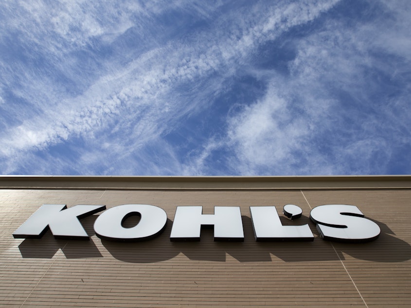 caption: The retail chain Kohl's announced Wednesday that it will accept Amazon returns in all of its locations, sending its stock soaring.