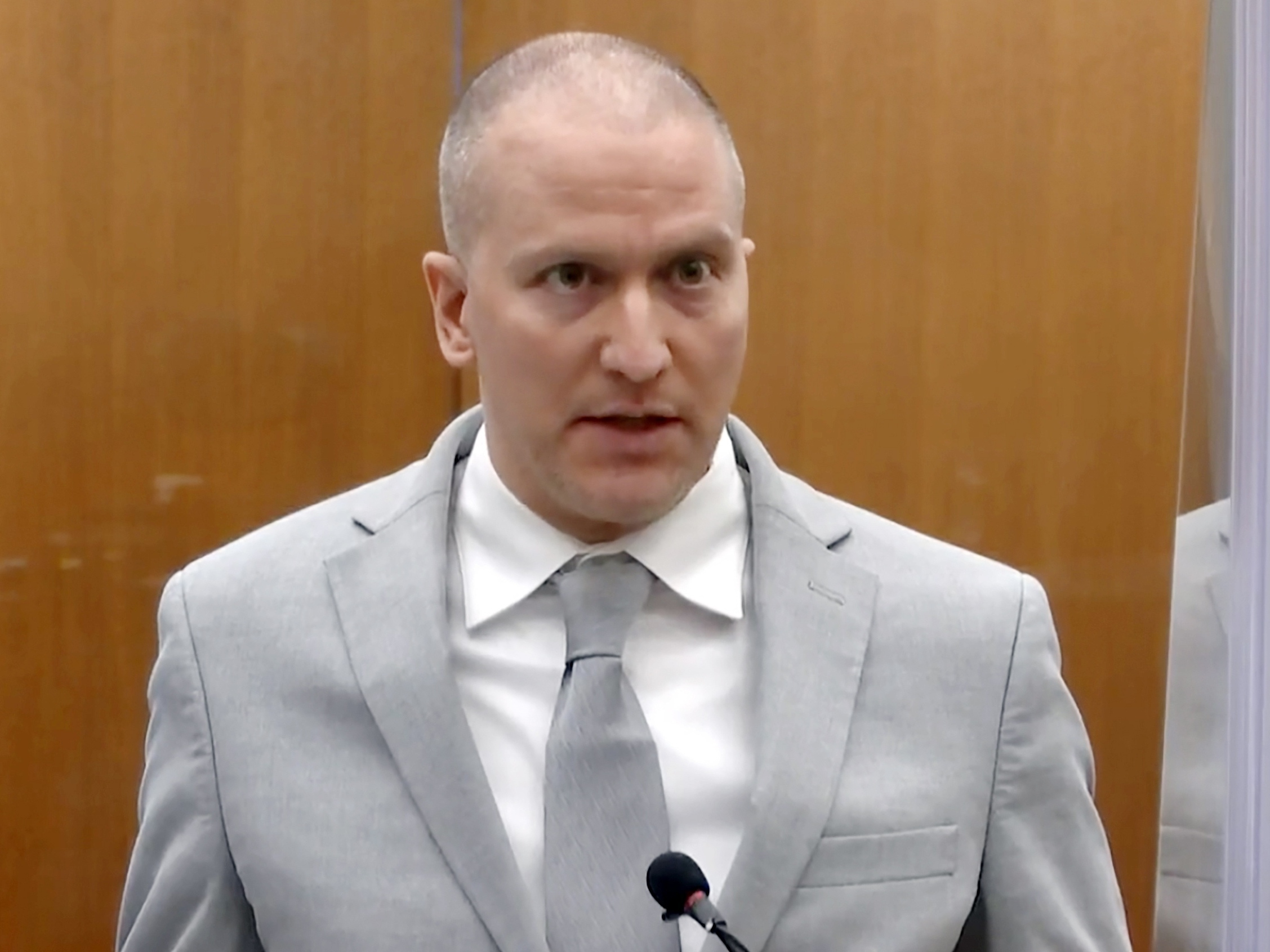 caption: In this image taken from video, former Minneapolis police Officer Derek Chauvin addresses the court at the Hennepin County Courthouse in Minneapolis in 2021. An attorney for Chauvin will ask an appeals court Wednesday, Jan. 18, 2023, to throw out his convictions in the murder of George Floyd, arguing that numerous legal and procedural errors deprived him of his right to a fair trial.