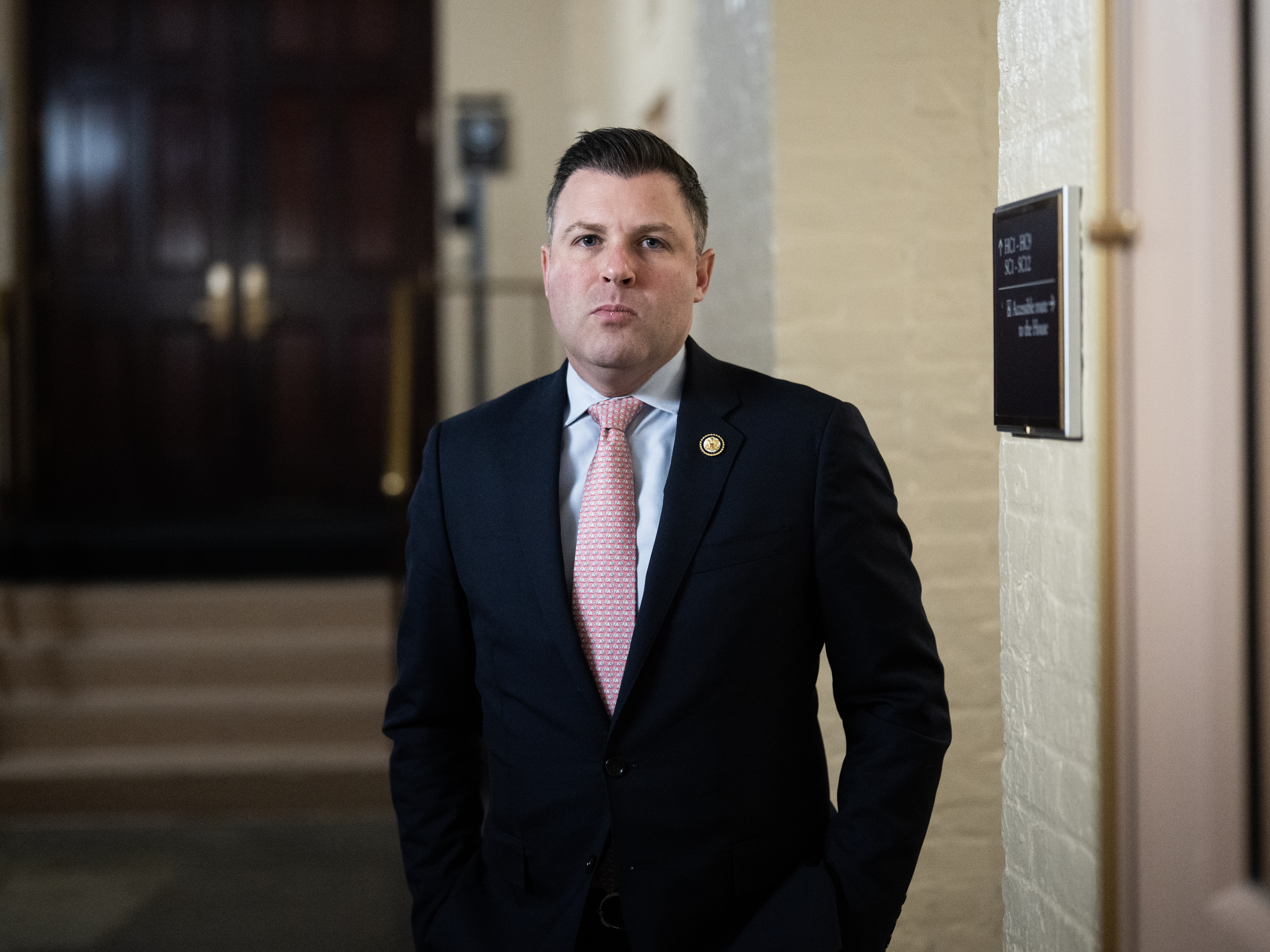 caption: Rep. Ryan Mackenzie, R-Pa., leaves a meeting of the House Republican Conference in the U.S. Capitol on June 4.