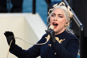 caption: Lady Gaga performs during President Biden's inauguration at the U.S. Capitol on Jan. 20, 2021. She'll co-chair Biden's arts advisory committee.