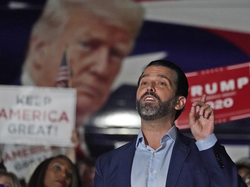 caption: President Trump is being urged to pardon some of those closest to him preemptively, including son Donald Trump Jr.