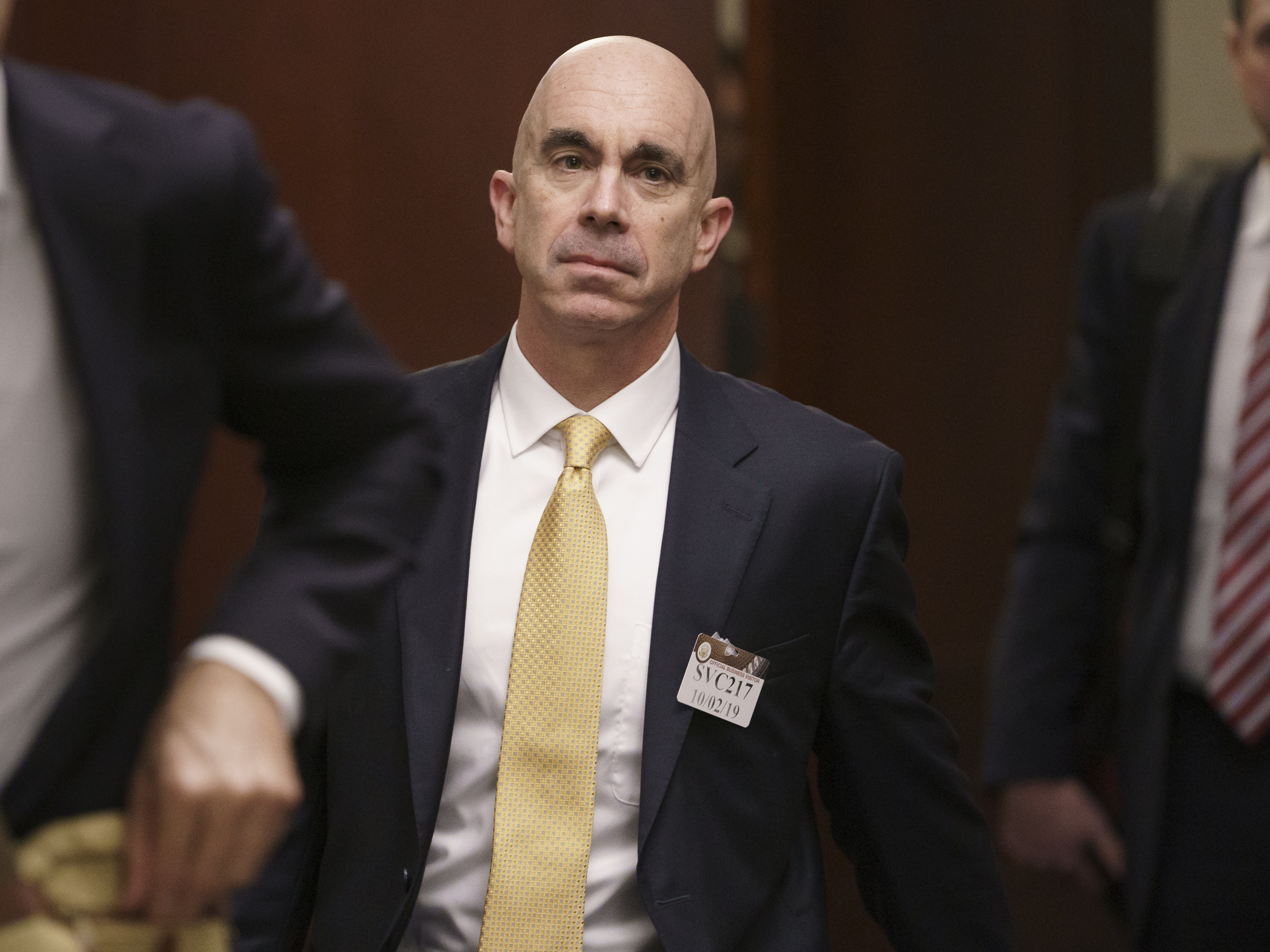 caption: State Department Inspector General Steve Linick is pictured here in October 2019 leaving a meeting at the Capitol.