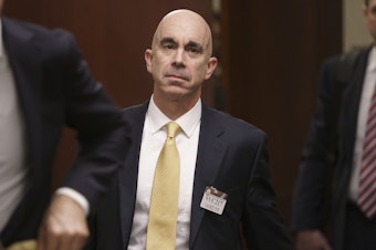 caption: State Department Inspector General Steve Linick is pictured here in October 2019 leaving a meeting at the Capitol.