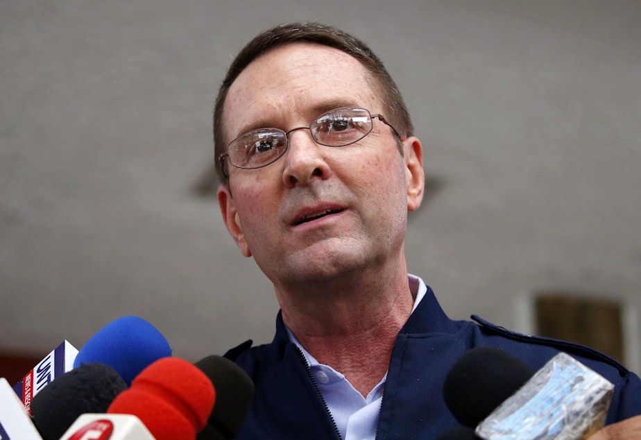 caption: Gen. Joseph Lengyel, Chief of the U.S. National Guard Bureau, is seen here in 2018. More than 8,100 members of the National Guard have been mobilized across the U.S. to help during the coronavirus crisis.