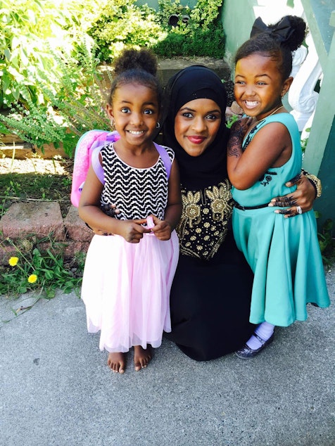 caption: Dr. Anisa Ibrahim with her two children