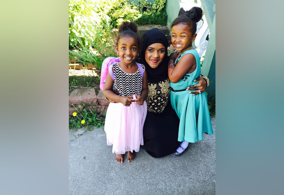 caption: Dr. Anisa Ibrahim with her two children