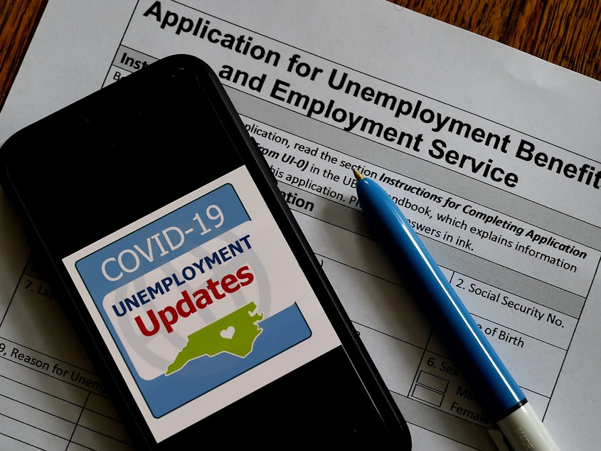 caption: Launched during the Great Depression, the unemployment insurance system has seen unprecedented strain during the coronavirus crisis.