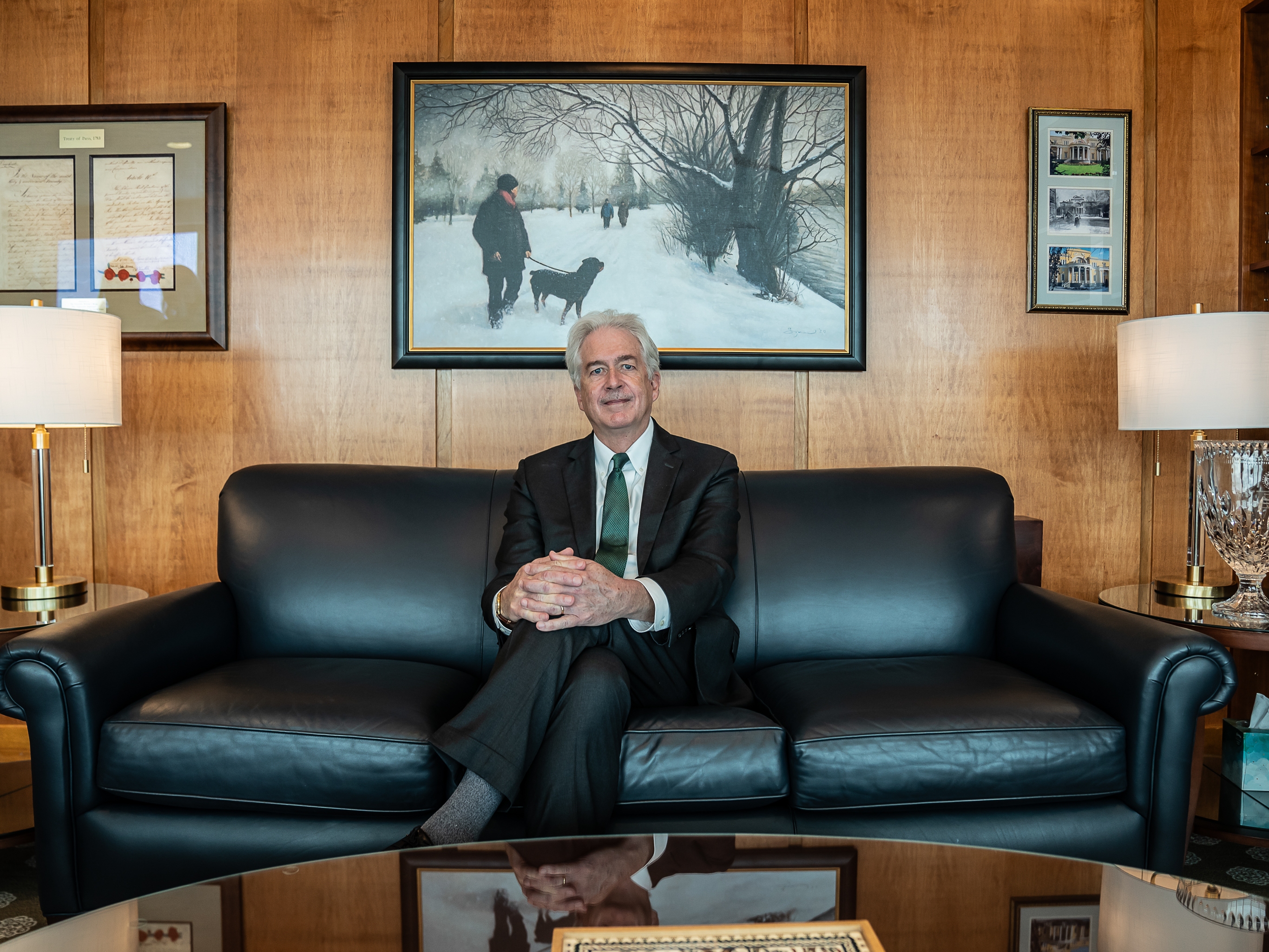 caption: William Burns, director of the CIA, in his office on Jan. 8, 2025.