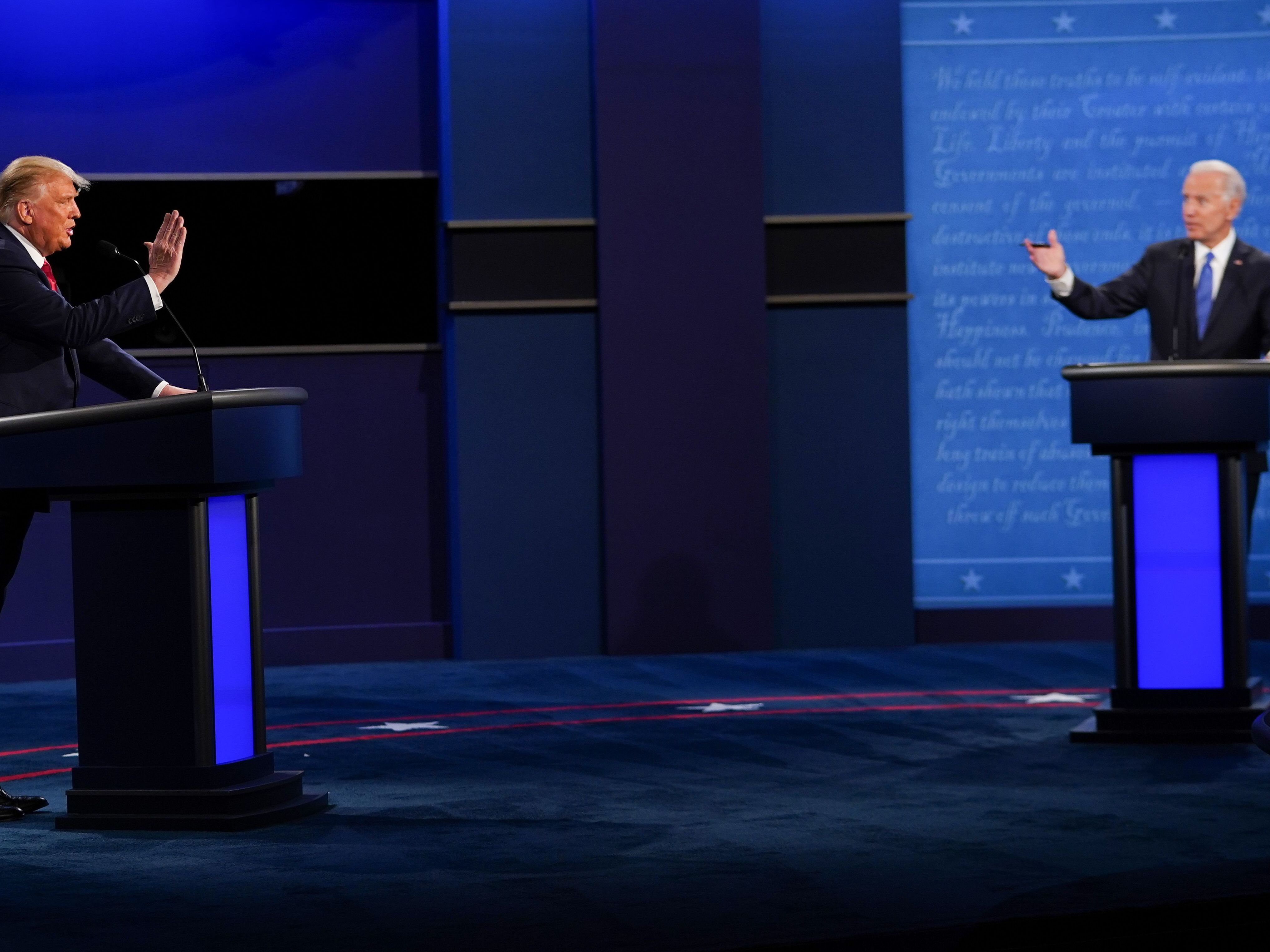 caption: President Trump, left, and former Vice President Joe Biden met for the last presidential debate at Belmont University in Nashville, Tenn. For the most part, it was a civil night.