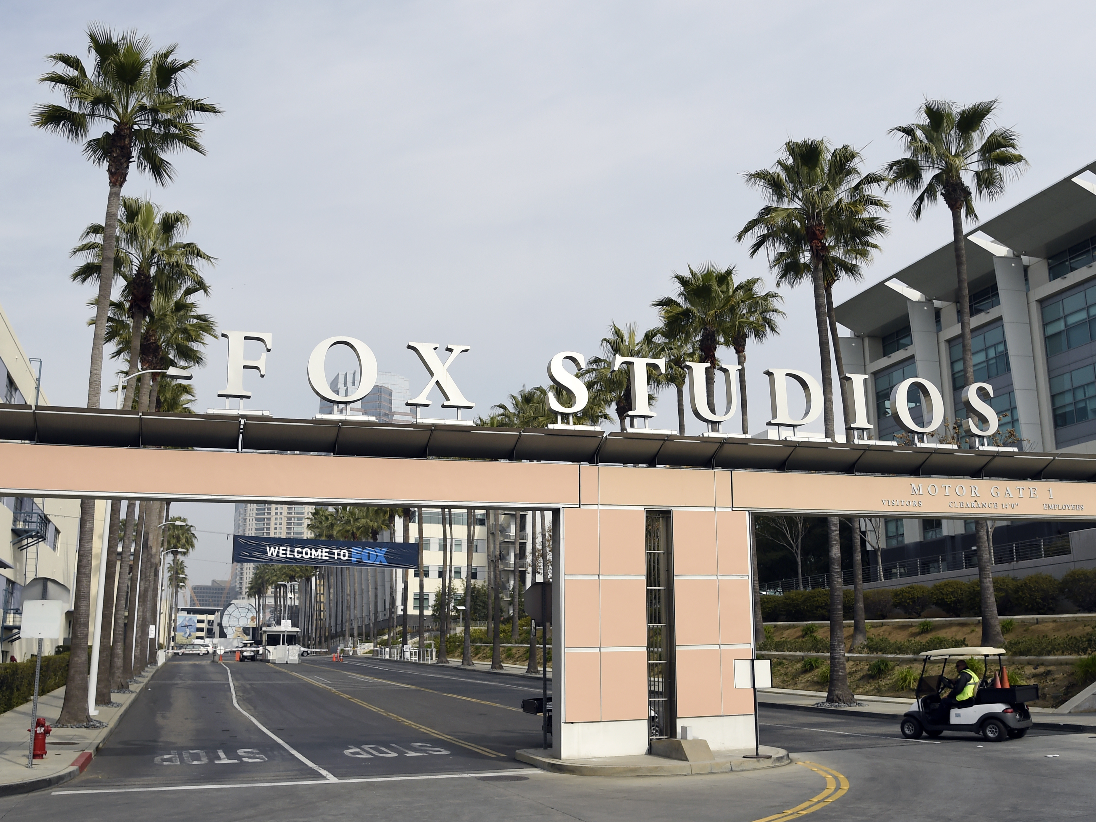 caption: The exterior of Fox Studios is pictured Tuesday in Los Angeles. Disney's $71.3 billion acquisition of Fox's entertainment assets closed around 12 a.m. ET on Wednesday.