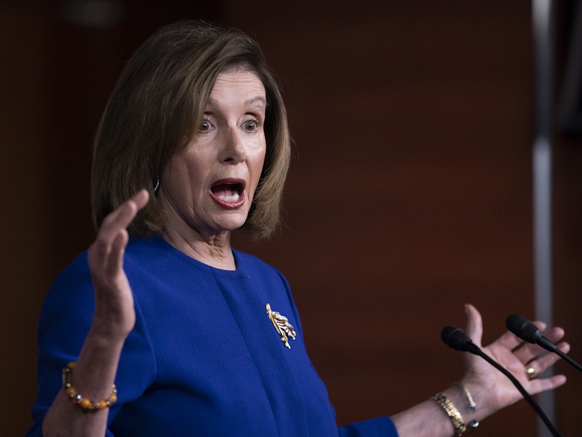 caption: House Speaker Nancy Pelosi, D-Calif, is ending her weeks-long hold on the articles of impeachment, triggering the start of the Senate impeachment process.