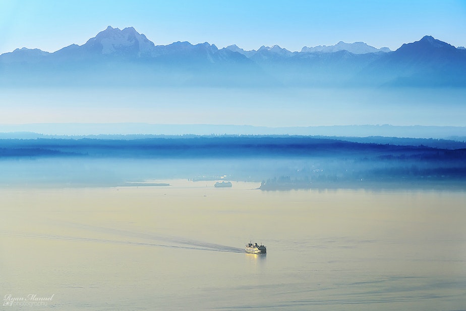 caption: Puget Sound with the Olympic Mountains.