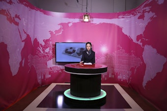 caption: Basira Joya, 20, a news presenter, sits during recording at the Zan TV station (women's TV) in Kabul, Afghanistan, on May 30, 2017. Afghanistan's Taliban rulers ordered all female TV presenters to cover their faces on air, the country's biggest media outlet said on Thursday.