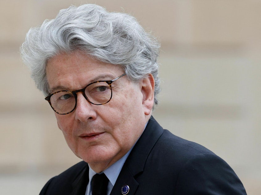 caption: In a series of letters to tech executives, European Union Commissioner Thierry Breton warned that financial penalties could be issued against social media platforms that do not follow new EU laws governing hate speech and disinformation.