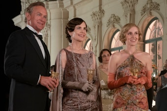 caption: Hugh Bonneville, Elizabeth McGovern and Laura Carmichael in <em>Downton Abbey: A New Era.</em>