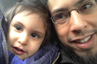 caption: Danisch Farooqi with his daughter, Aaliya, in Hamburg, Germany, when she was around 2 years old. "I haven't seen her in five years," he says. He wonders if she has forgotten him.