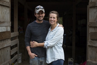 caption: Joe and Rachel Shenk hope to add cows in the near future as they continue to farm full-time in Newport, N.C.