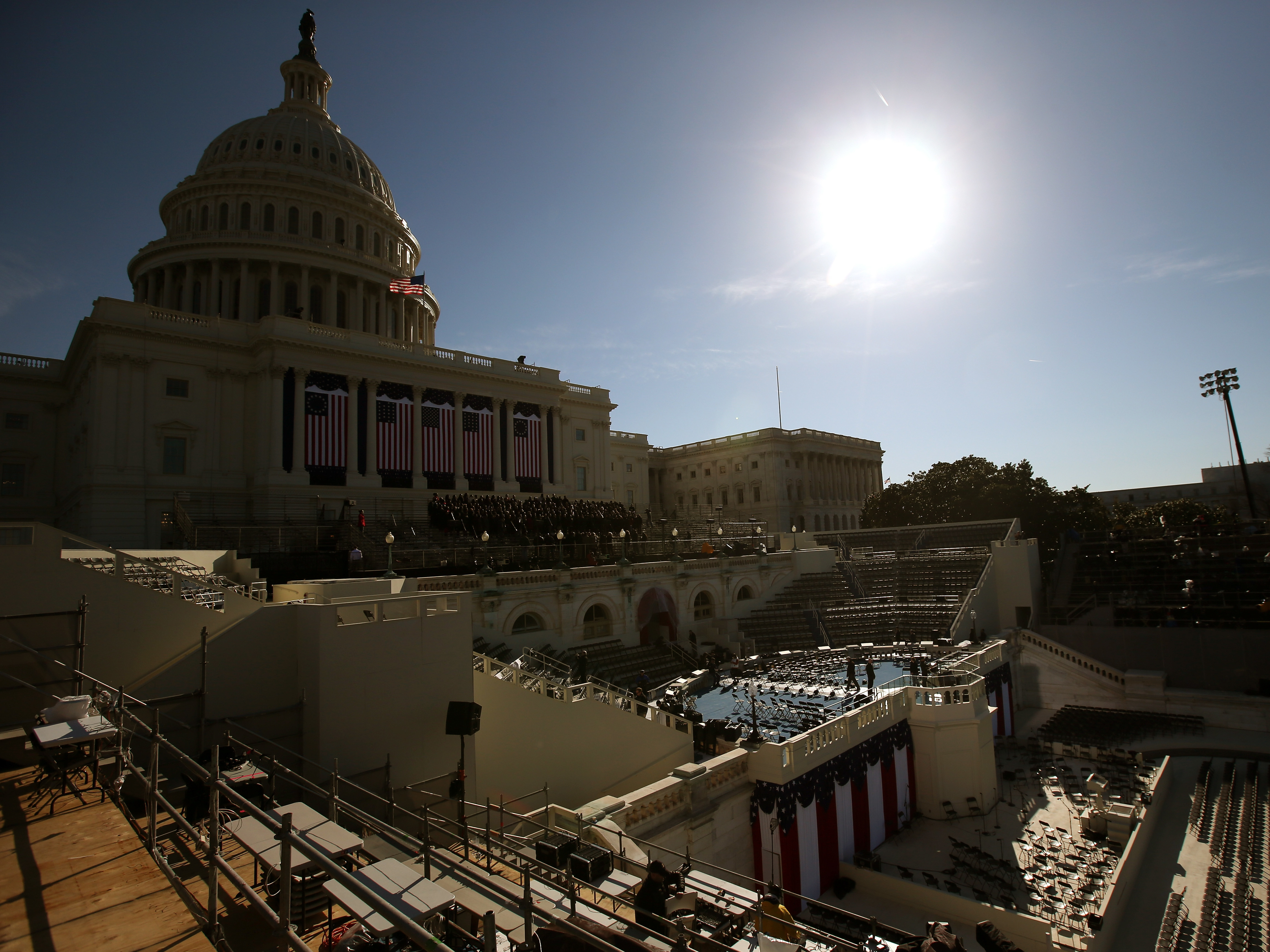 caption: The stage at the U.S. Capitol ahead of President Barack Obama's second inauguration in 2013.