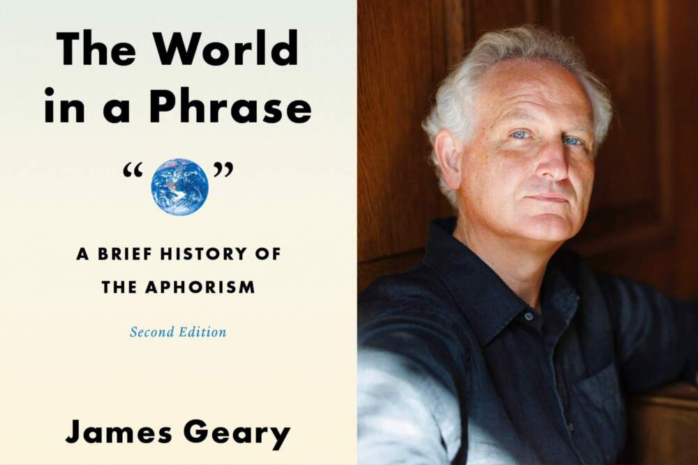 caption: The cover of "The World in a Phrase" beside author James Geary. (Courtesy of James Geary) 
