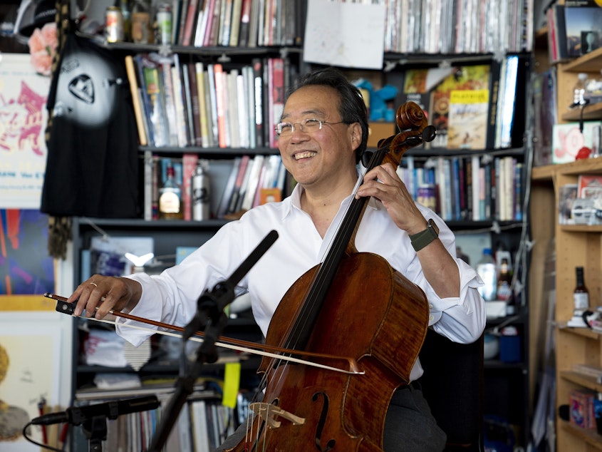 caption: Yo-Yo Ma plays selections from Bach's Cello Suites at NPR Music's Tiny Desk.