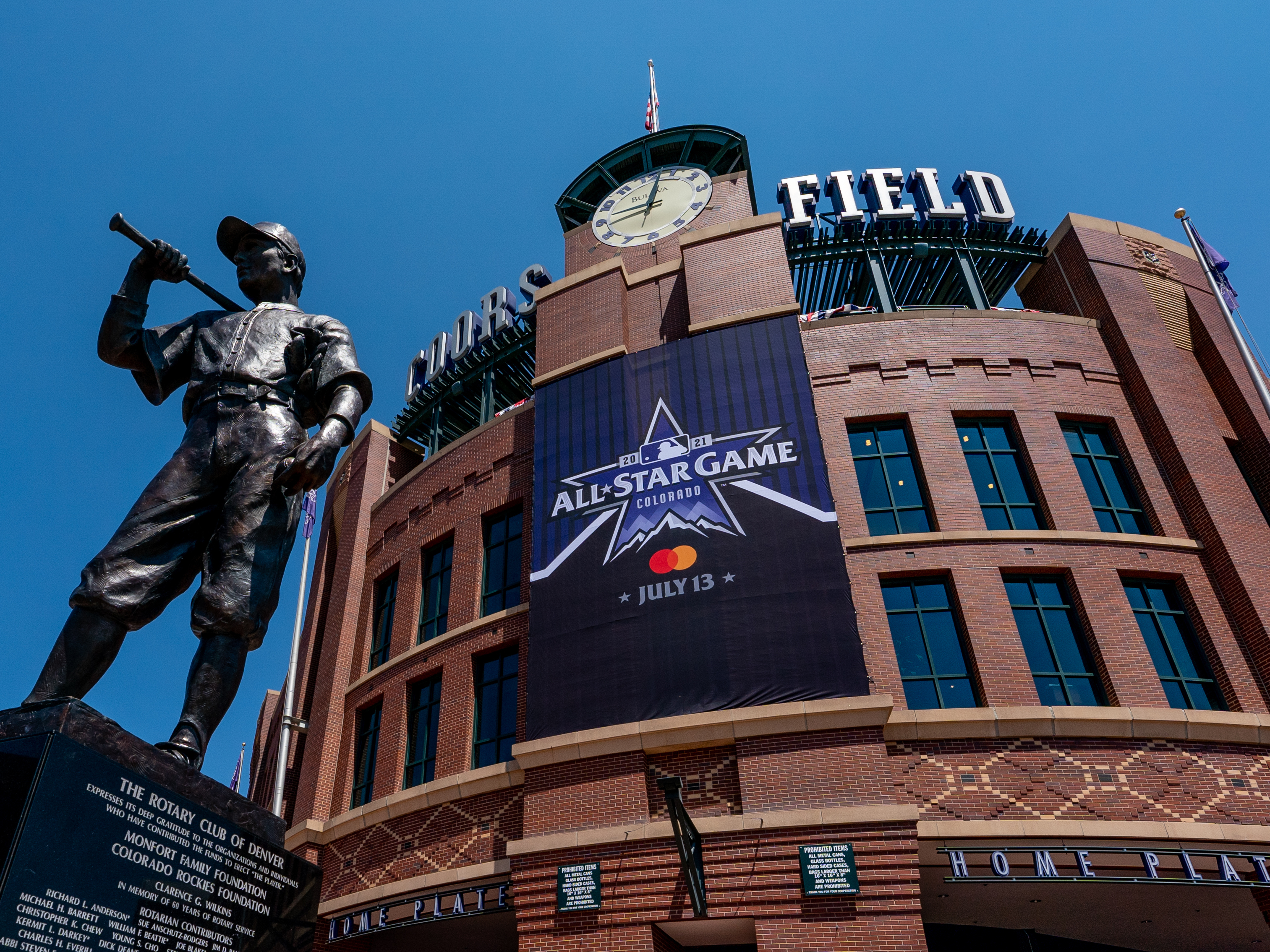 caption: Coors Field in downtown Denver, where Major League Baseball's All-Star Game will be held Tuesday night. The game was originally to be held in the Atlanta area.