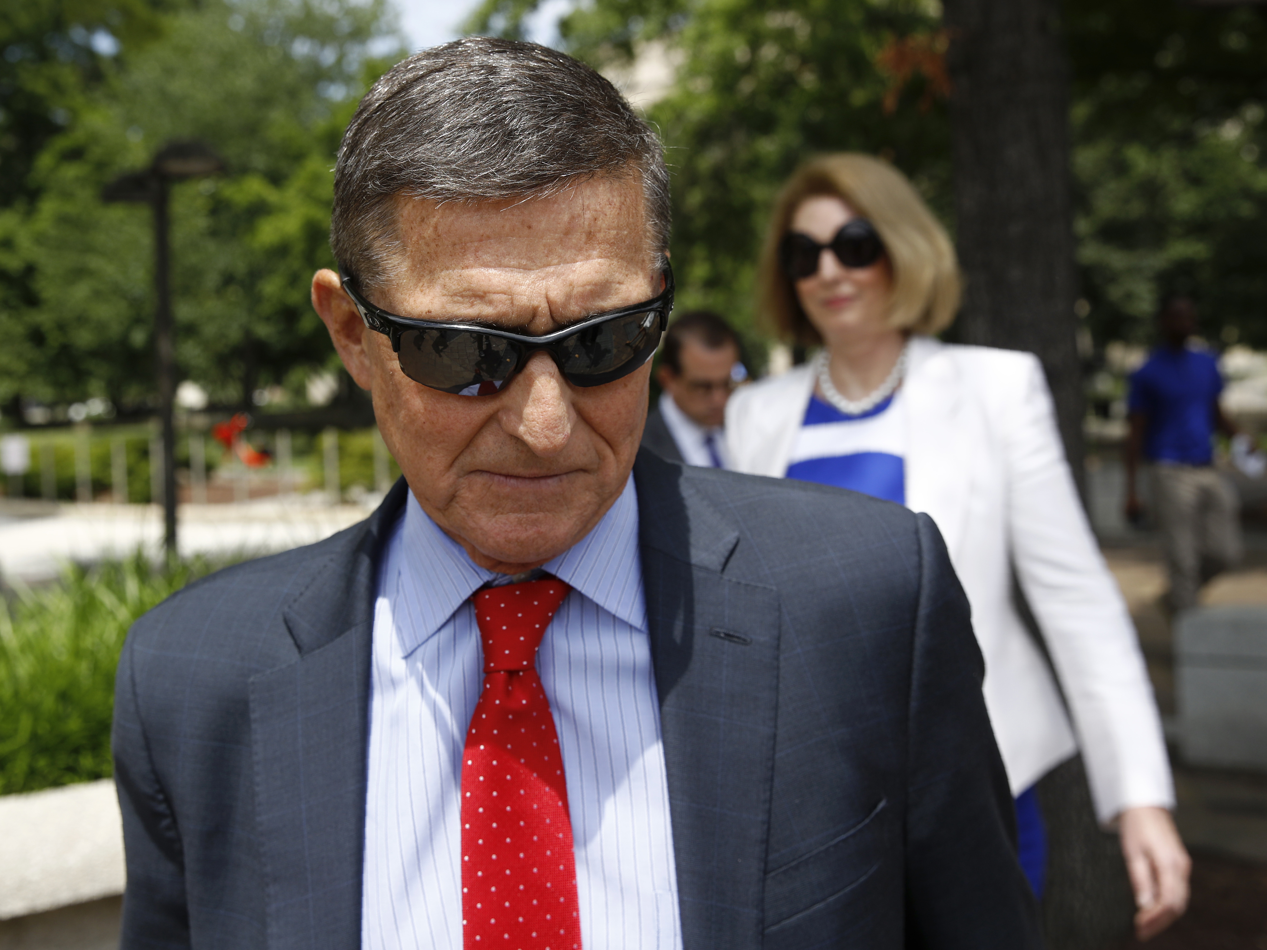 caption: Former Trump national security adviser Michael Flynn, pictured in June 2019, had a hearing on Friday about the government's effort to drop its case against him.