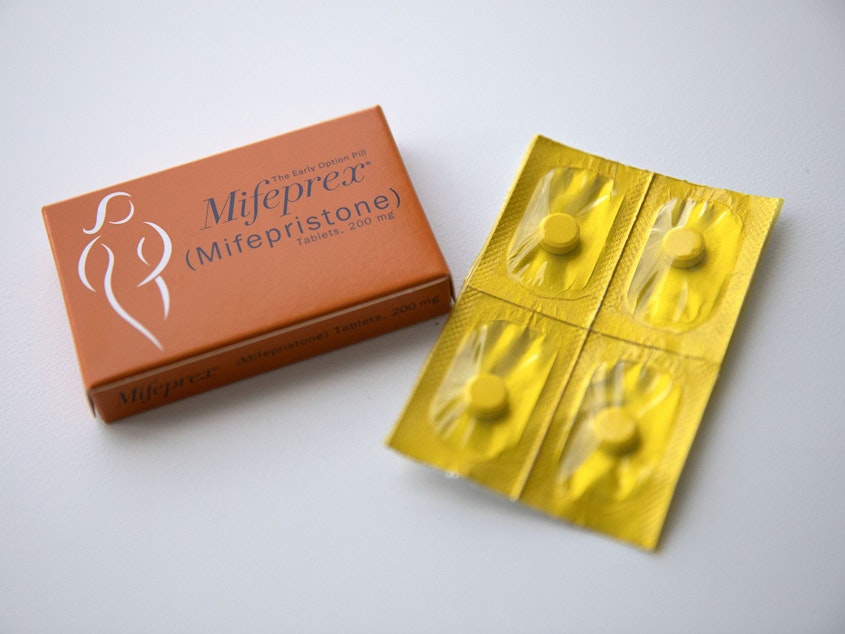 caption: In this 2018 photo, mifepristone and misoprostol pills are provided at a Carafem clinic for medication abortions in Skokie, Ill.