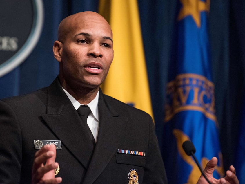 caption: U.S. Surgeon General Dr. Jerome Adams said Tuesday that local restrictions, including bans on indoor vaping, are needed to reduce youth e-cigarette use.