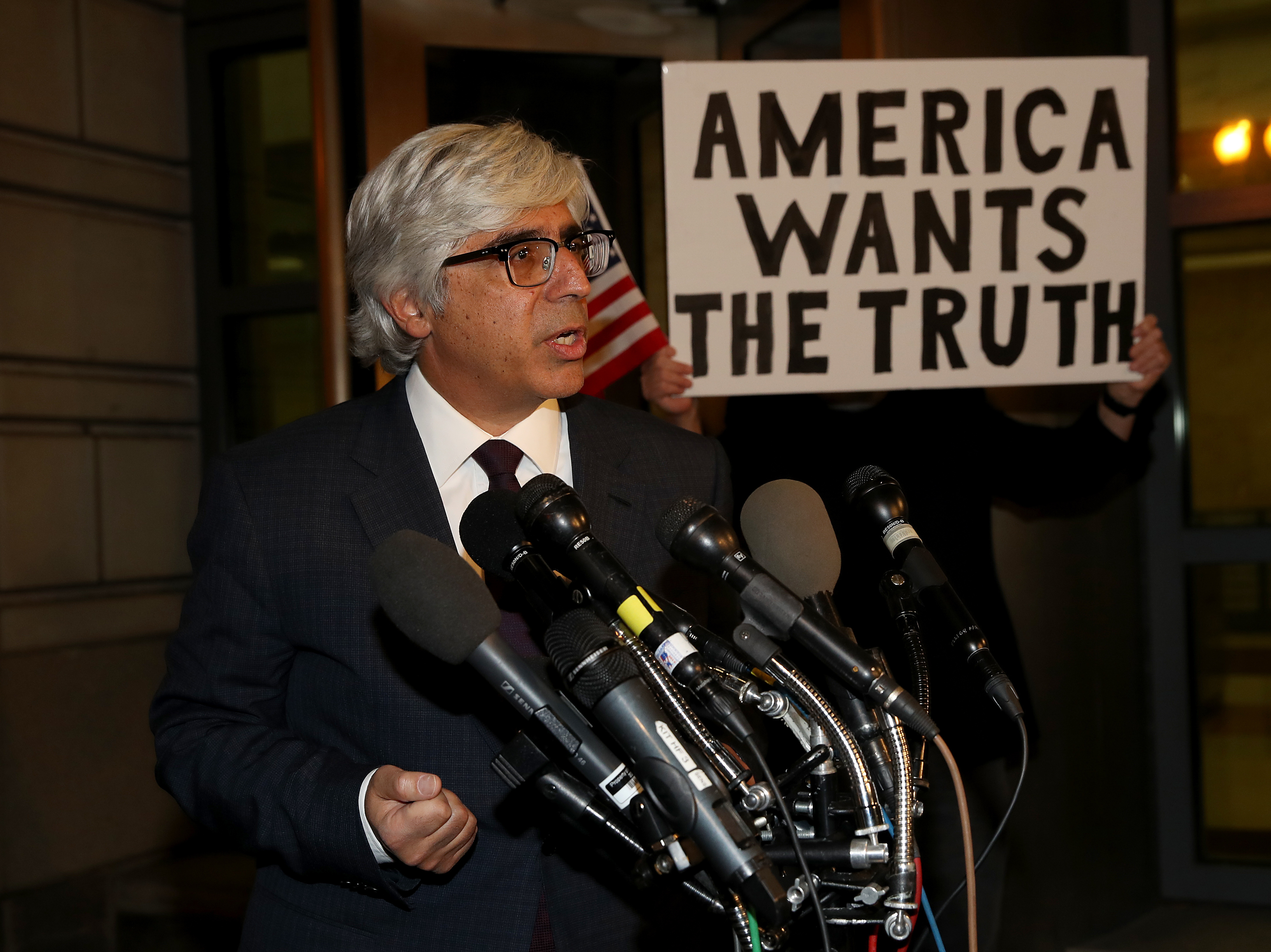caption: CNN attorney Ted Boutrous delivers remarks outside U.S. District Court following a hearing Wednesday on CNN's case against the White House for stripping a reporter of his press pass.
