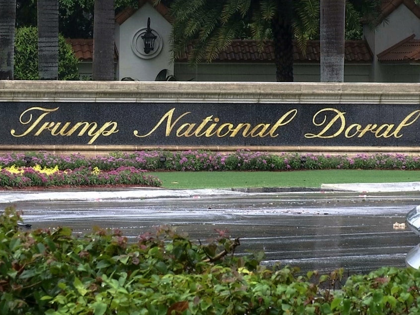 caption: On Saturday, President Trump abandoned his plan to host the next G-7 summit at his golf resort in Doral, Fla.