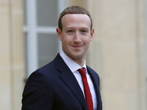 caption: Facebook CEO Mark Zuckerberg, pictured earlier this month in France, told reporters on Thursday that the tech giant is making great strides in fighting hate speech and crime online.
