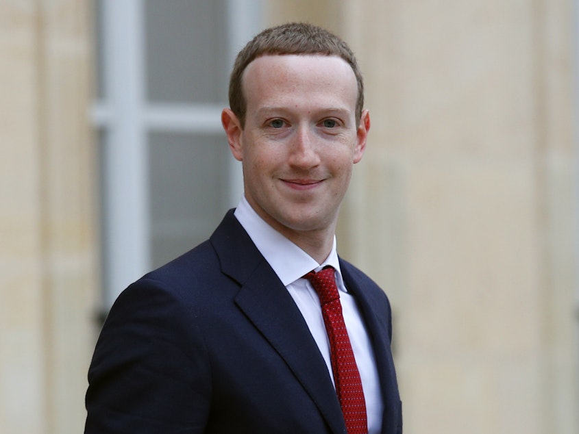 caption: Facebook CEO Mark Zuckerberg, pictured earlier this month in France, told reporters on Thursday that the tech giant is making great strides in fighting hate speech and crime online.