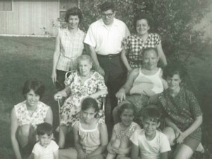 caption: Howard Berkes (seated, front row right) volunteered to be part of a COVID-19 research study this year. He says his family, photographed here in the 1960s, had a history of stepping up during difficult times. That includes his grandparents (in middle), who fled the pogroms of Eastern Europe in the 1920s to raise a family in the United States.