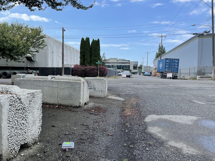 caption: Eco-blocks frequently pop up once parking enforcement has removed vehicles in violation of the 72 hour parking limit and once the city has removed other debris.