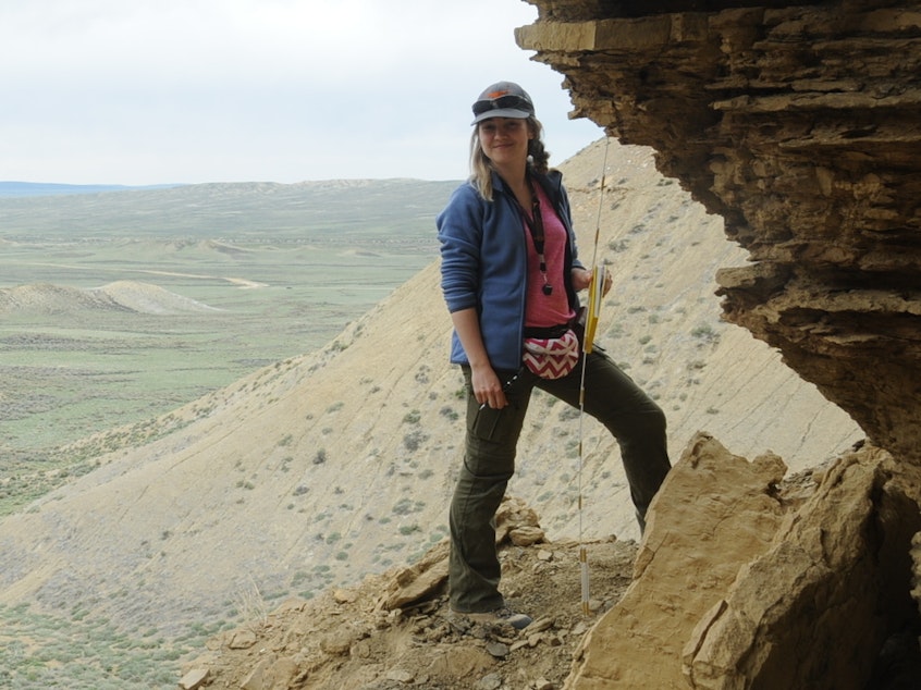 caption: Keri Belcher, who has worked in the oil and gas industry, says she's considering switching careers — even if it means less time outdoors, which is what attracted her to geology in the first place.