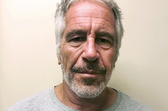 caption: Michael Baden, a pathologist hired by Jeffrey Epstein's brother, says that some of Epstein's injuries were more consistent with "homicidal strangulation" than suicide. The disgraced financier, seen here in 2017, was found dead in his jail cell in August.