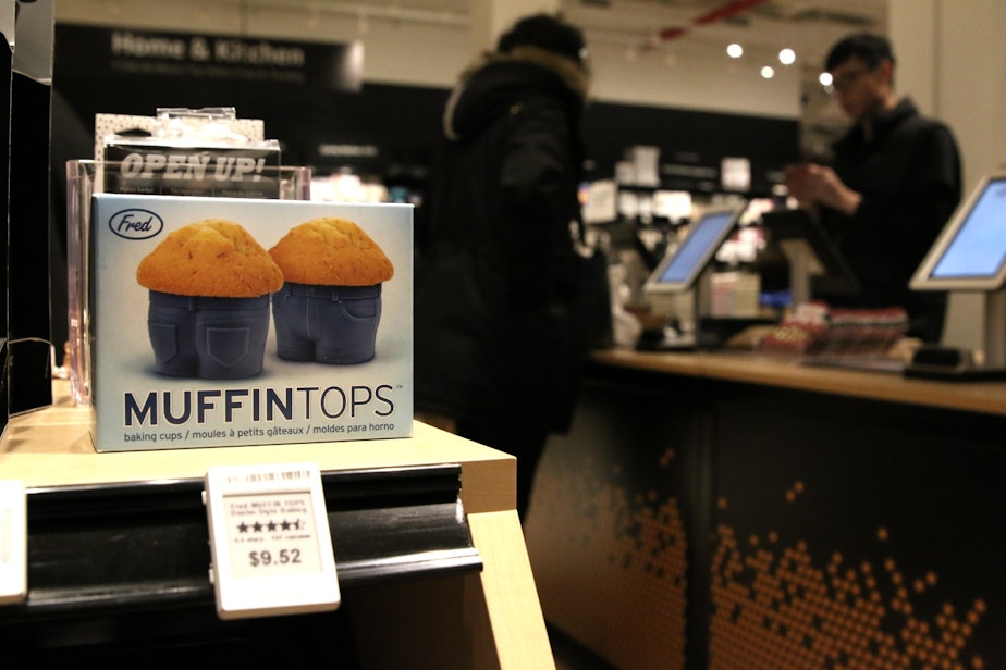 caption: Muffin Tops brand baking cups, one of many 4-star and above rated items for sale at Amazon's "4 star store" in New York on November 16, 2018.