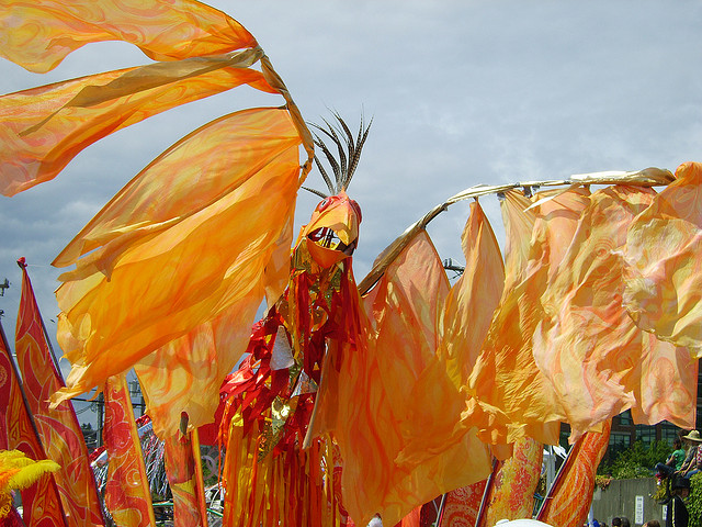 caption: A float at a past year's Solstice Parade in Fremont.