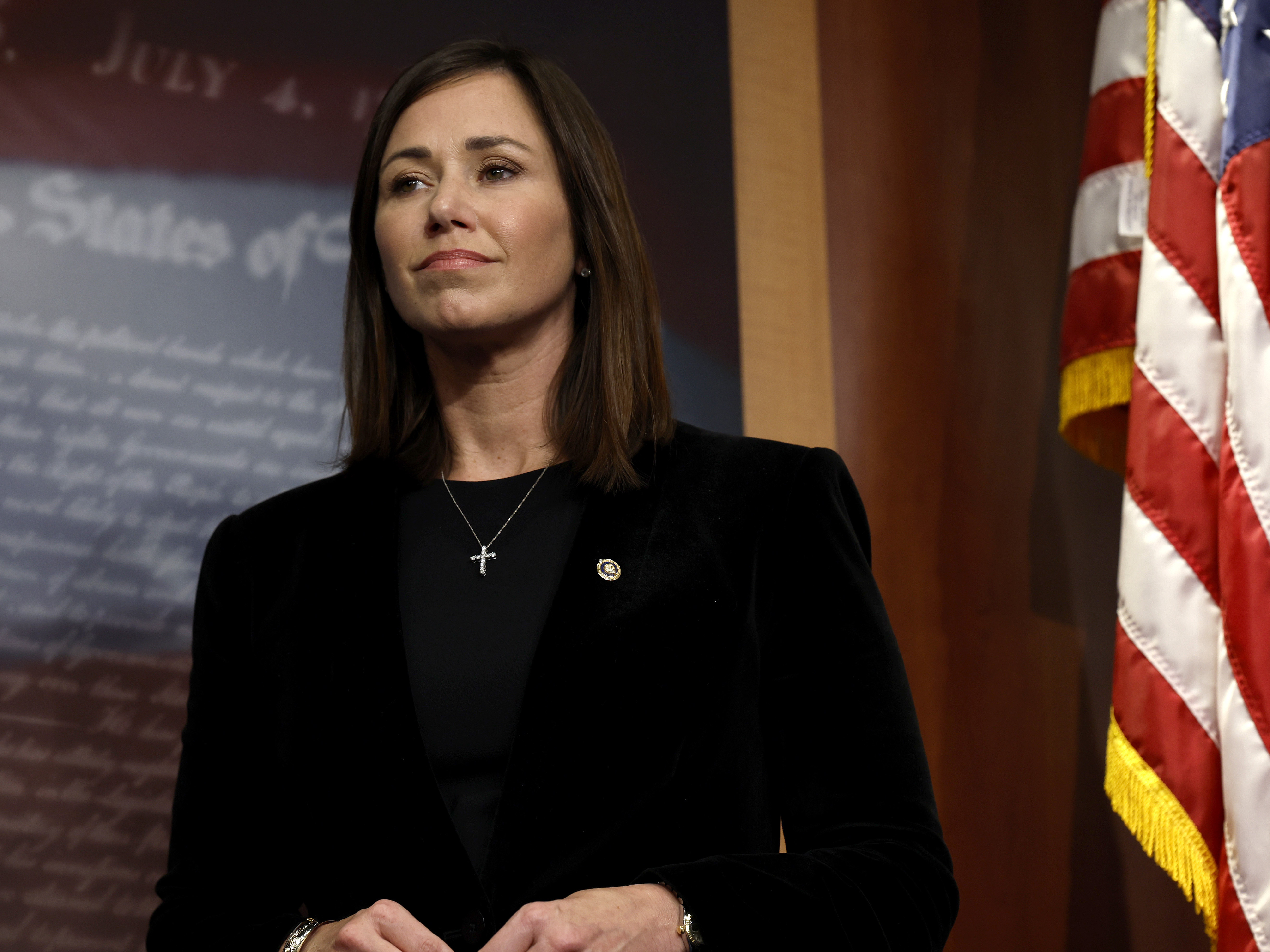 caption: Alabama Sen. Katie Britt is set to deliver the GOP response to the State of the Union.