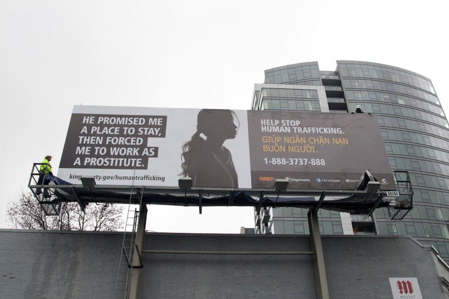 caption: A poster aimed at battling sex trafficking in King County.
