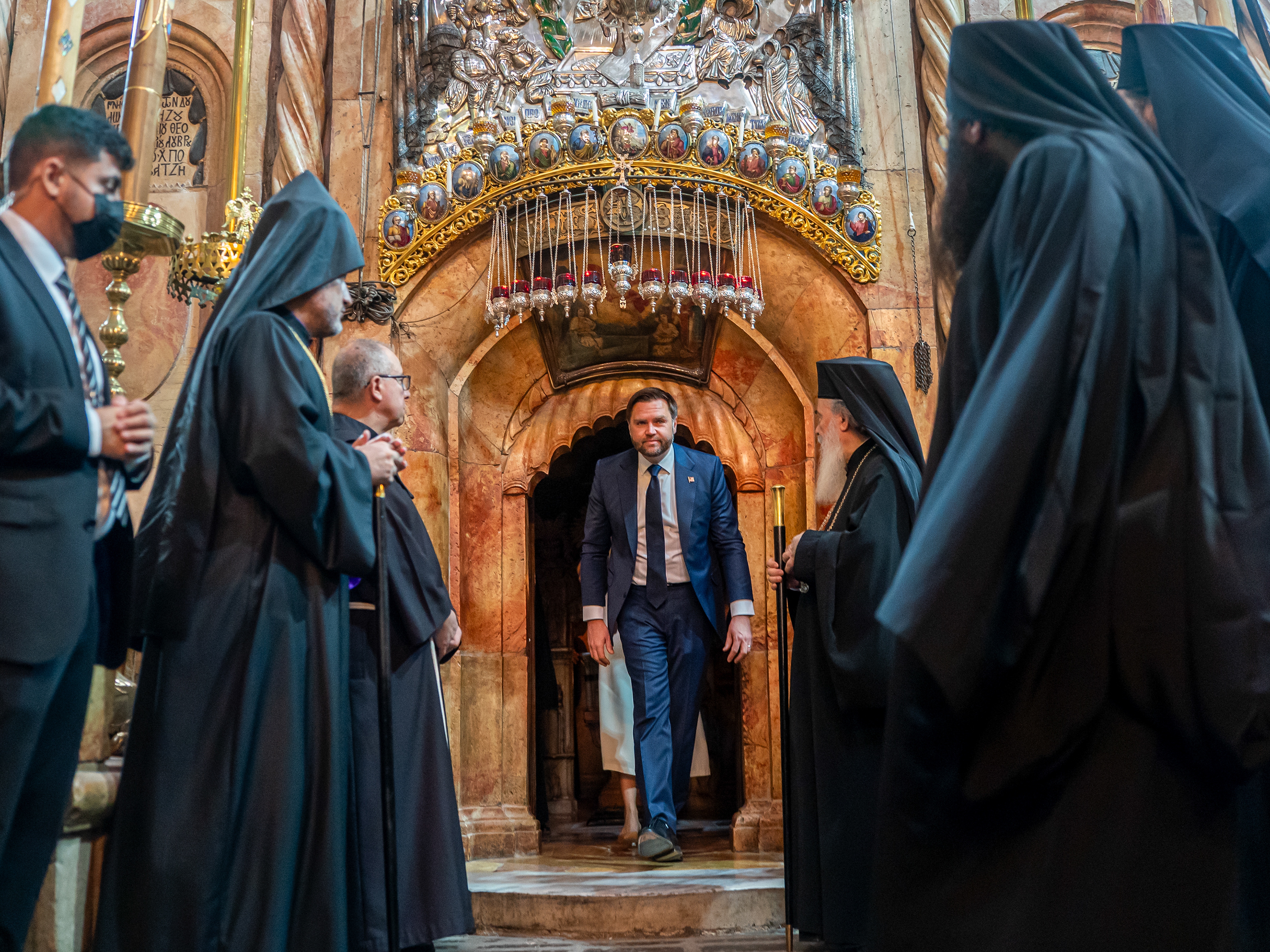 caption: U.S. Vice President Vance tours the Church of the Holy Sepulcher in the Old City of Jerusalem on Thursday.