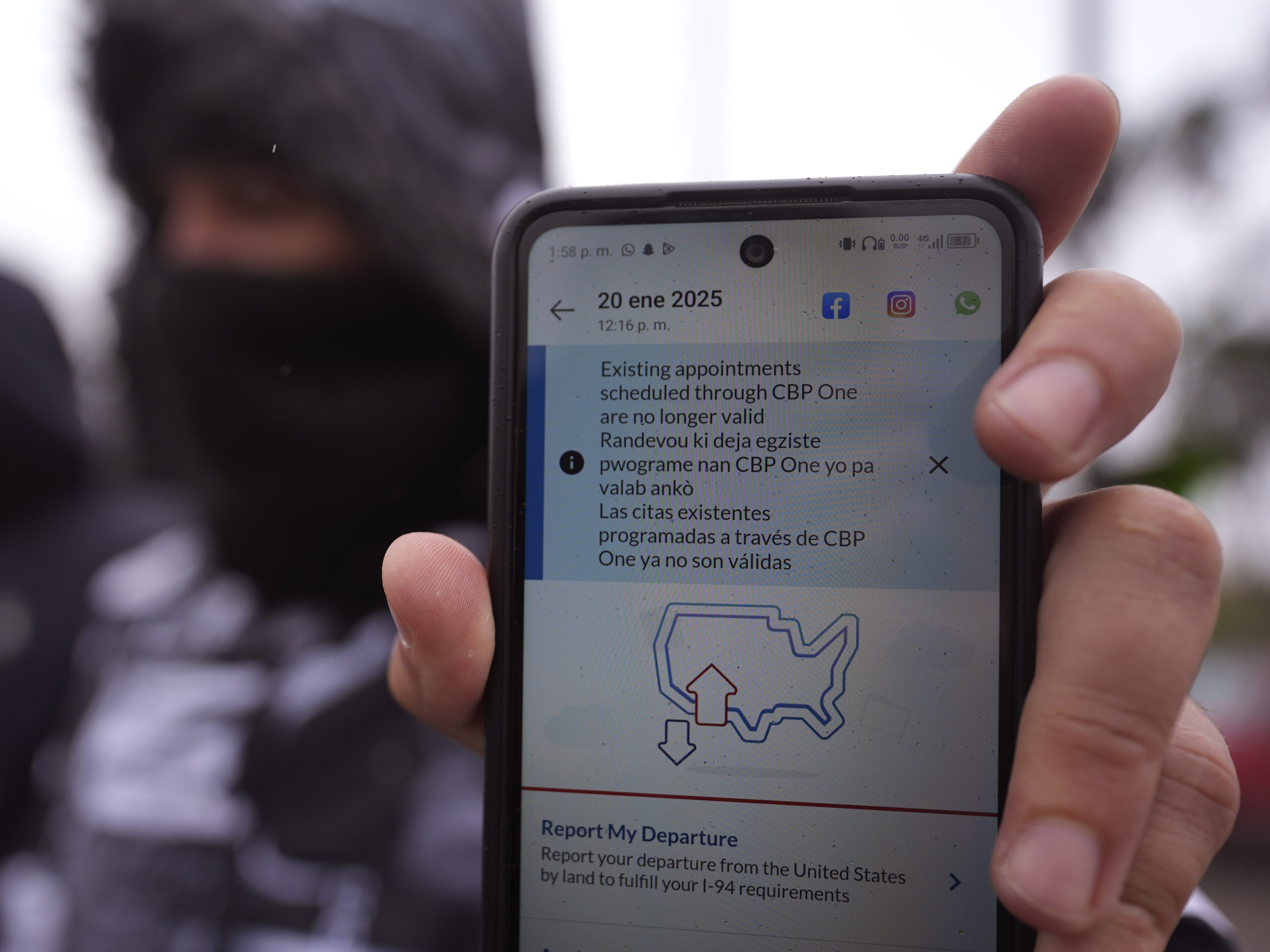 caption: A migrant seeking asylum holds up the CBP One app showing his appointment was canceled after President Donald Trump was sworn into office, Jan. 20, 2025, in Matamoros, Mexico. A federal judge Wednesday struck down Trump's suspension of asylums at the southern border.