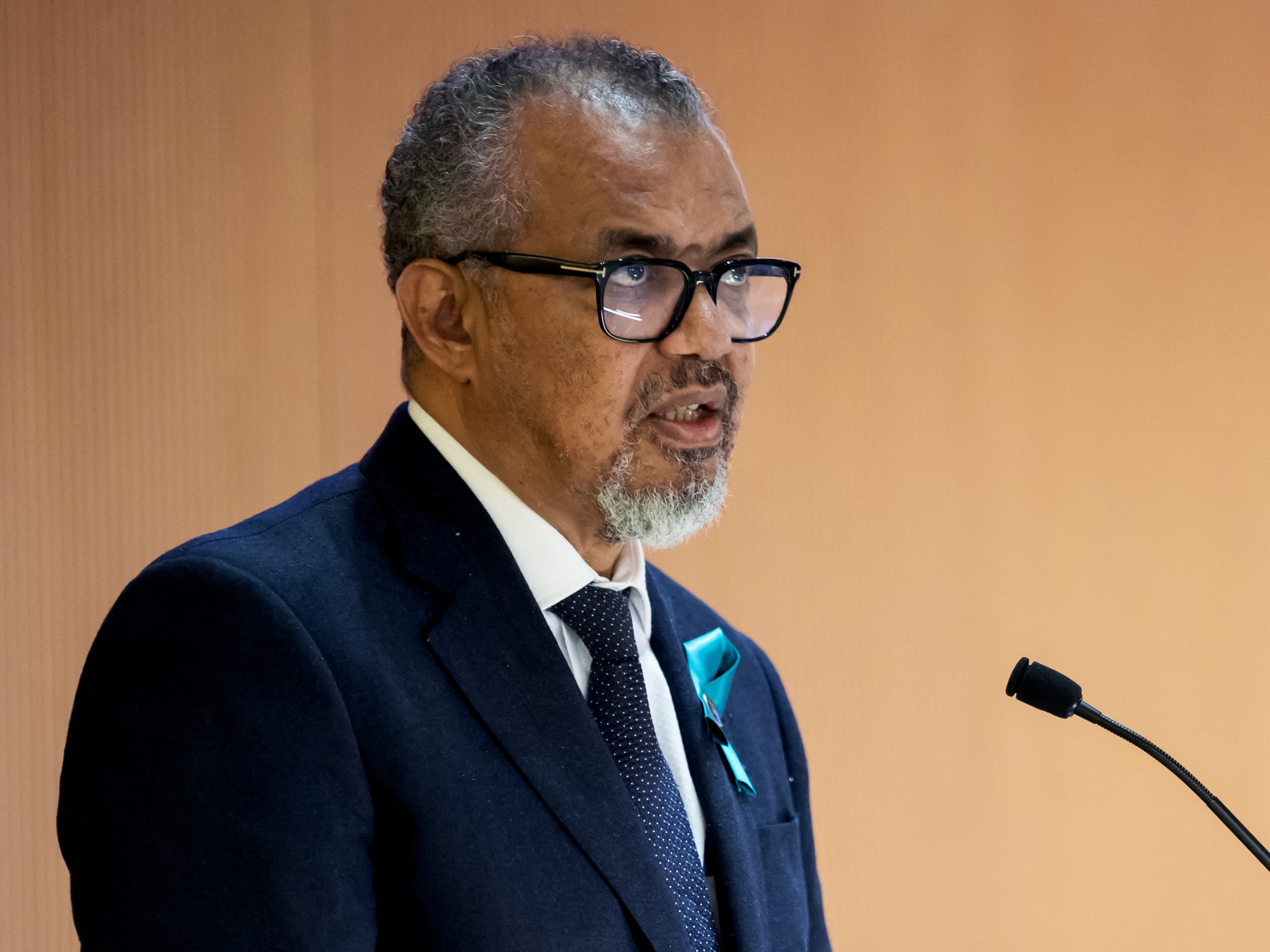 caption: World Health Organization Director-General Tedros Adhanom Ghebreyesus addresses the World Health Assembly in Geneva on May 19. After the pandemic treaty was approved, he said, "The world is safer today thanks to the leadership, collaboration and commitment of our Member States to adopt the historic WHO Pandemic Agreement."