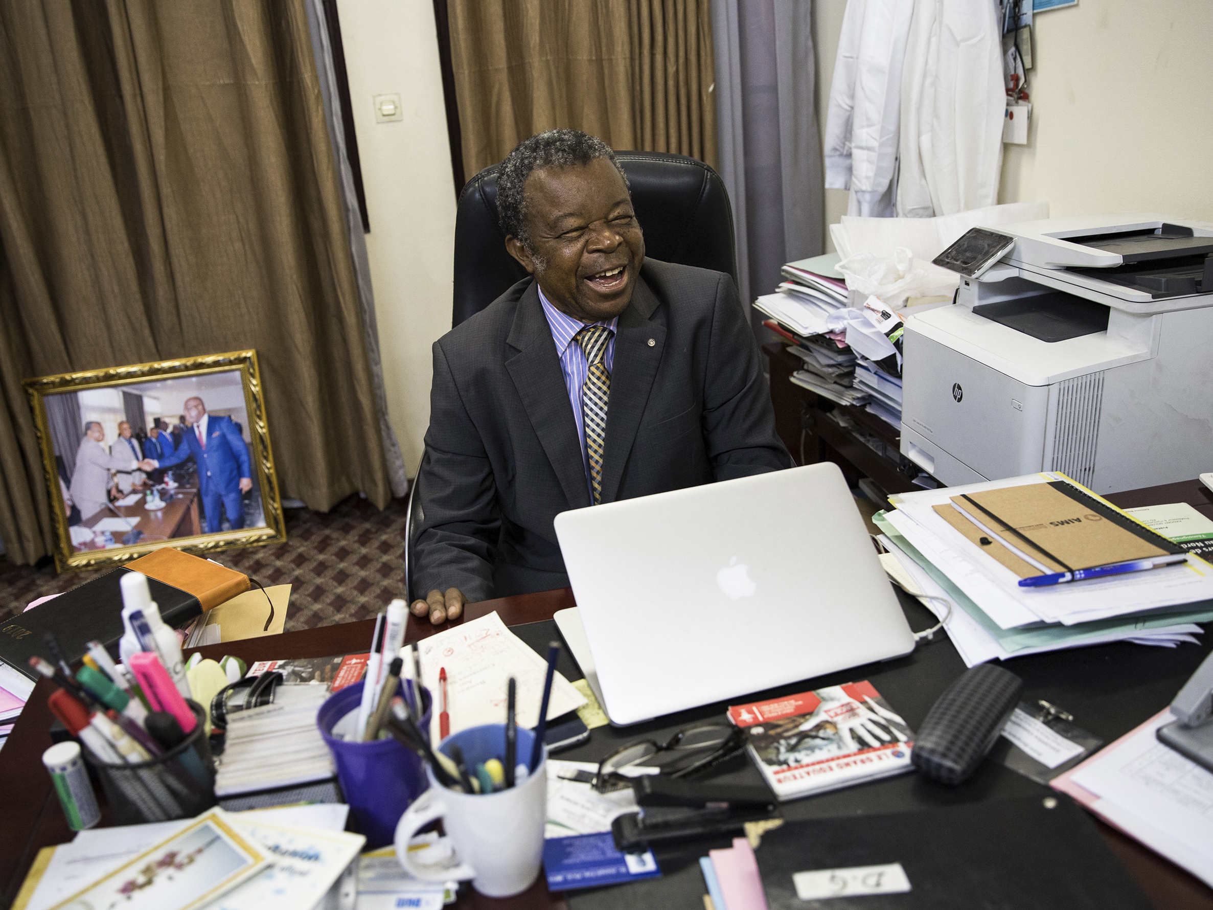 caption: Dr. Jean-Jacques Muyembe first encountered Ebola in 1976, before it had been identified. Since then, from his post at the Congo National Institute for Biomedical Research, he has led the global search for a cure.