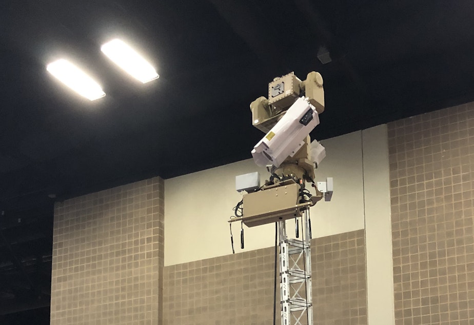 caption: CBP is testing autonomous surveillance towers like this one, parked at the Border Security Expo in San Antonio, to improve the tracking of illegal crossers. Critics of the border wall say the government should favor virtual technology over steel and concrete.