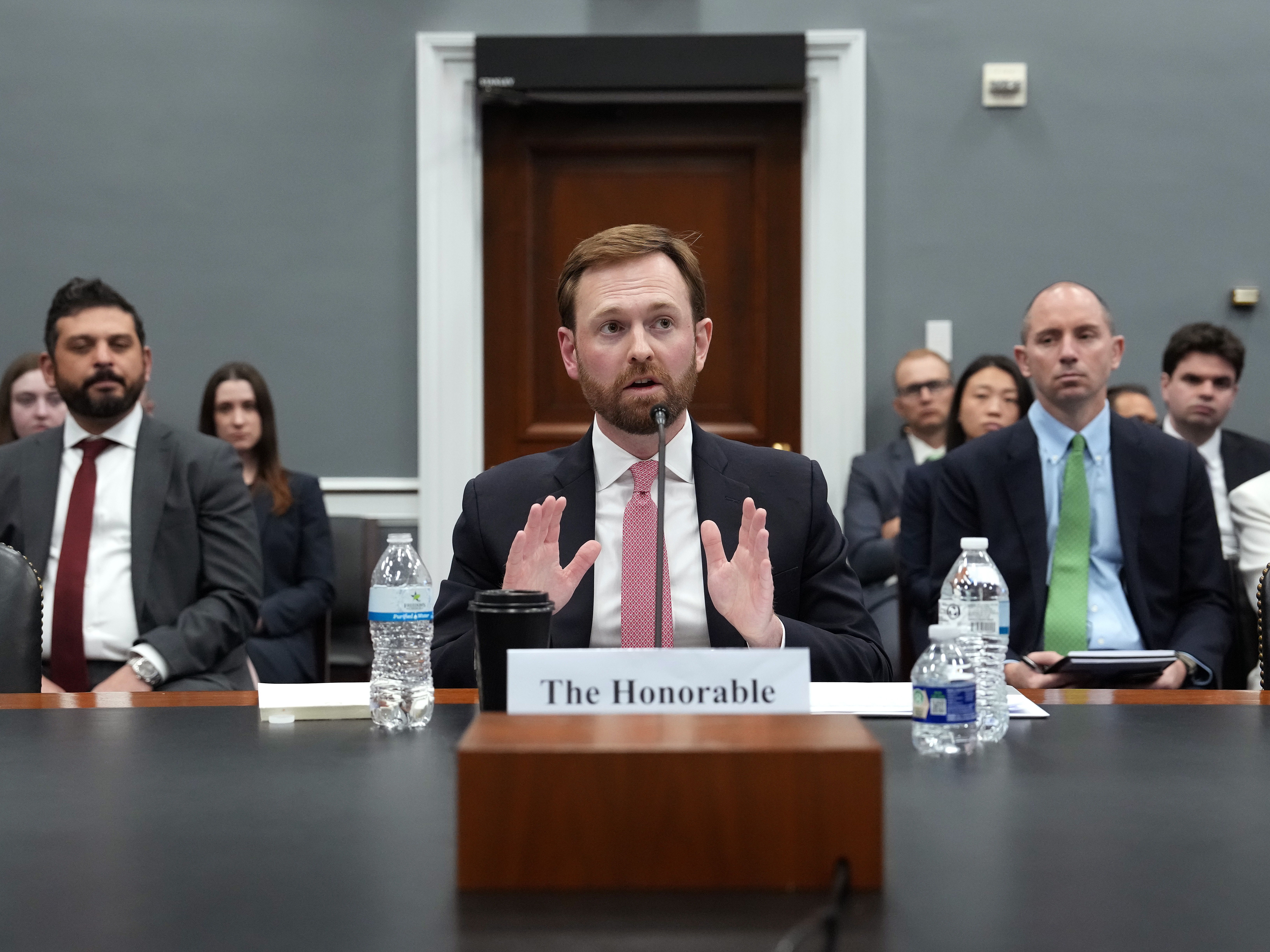 caption: Federal Trade Commission Chairman Andrew Ferguson testifies on Capitol Hill on May 15, 2025 in Washington, D.C.