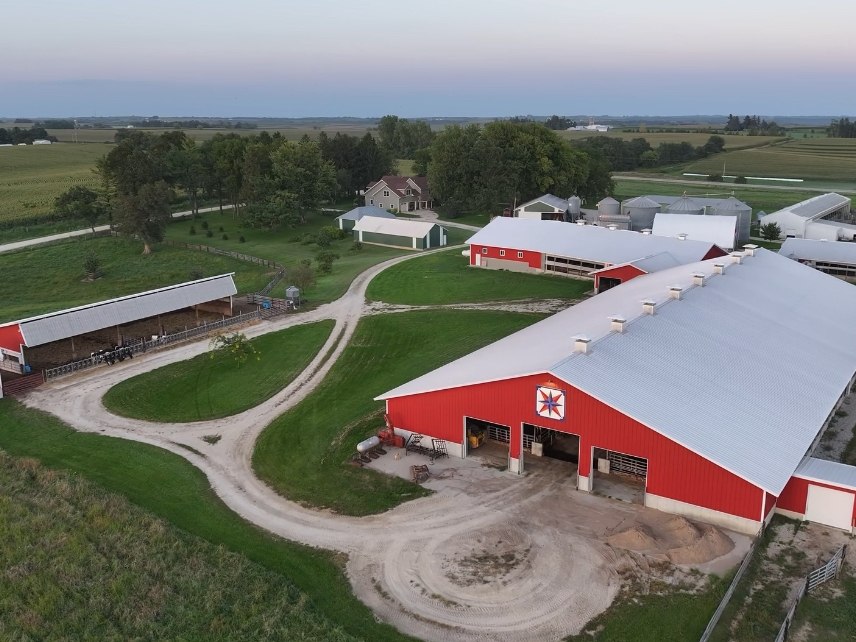 caption: Prairie Star Farm in Allamakee County, Iowa is home to 180 dairy cows. Owners Meghan and John Palmer say growing health care costs add to the financial pressures facing many farm families, including theirs.<br><br><br>
