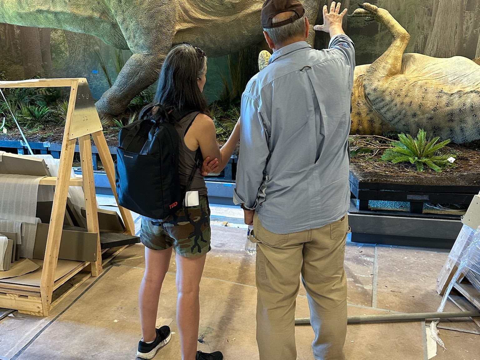 caption:  Ken Lacovara giving Manoush Zomorodi a tour.